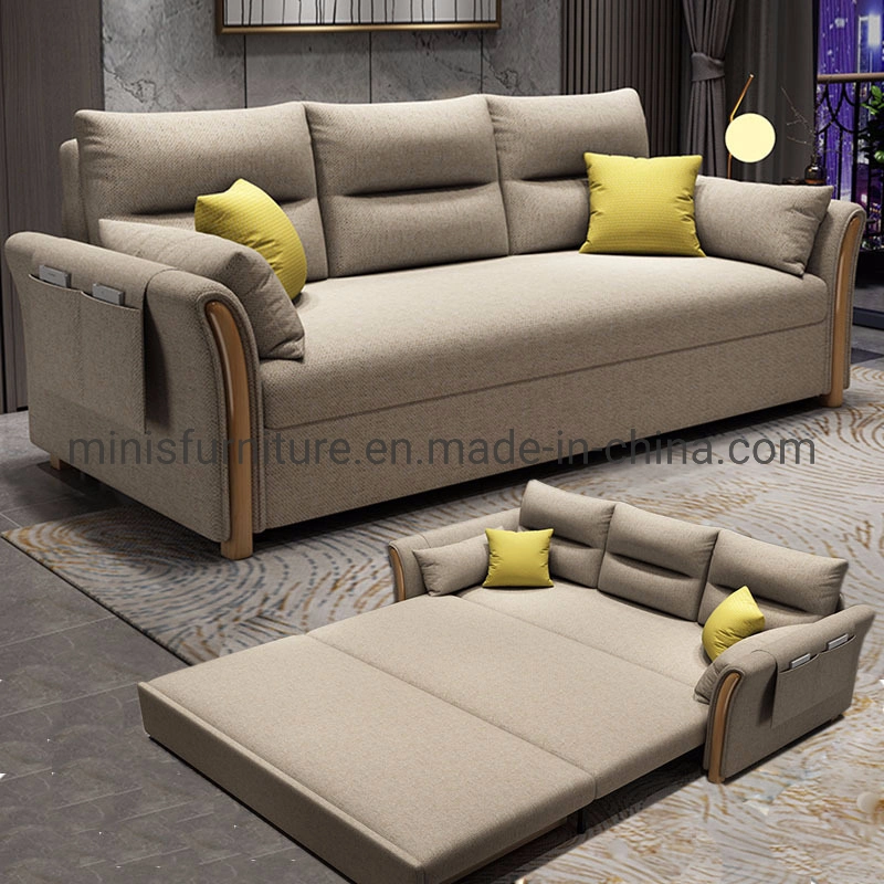 (M-SF511) Home Living Room/Office Furniture 3 Seats Folding Fabric Latex Sofa Bed