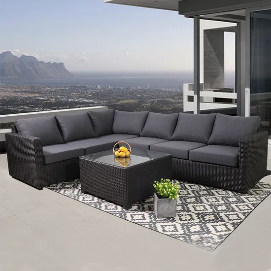 Darwin Meistverkauftes modernes Rattan-Terrassen-Gesprächsset, Aluminium-Gartensofa, wasserdichte Terrassen-Gartenmöbel, Outdoor-Sofa